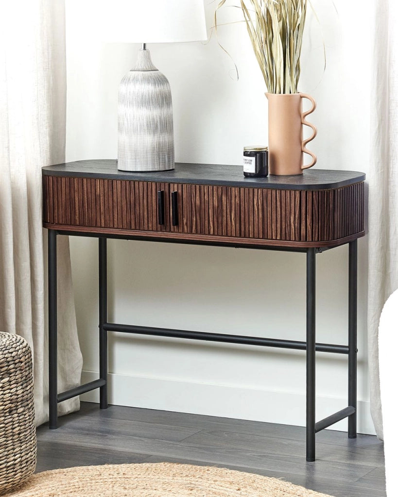 Tavolo consolle moderno con porta scorrevole in legno scuro stile rustico soggiorno ingresso