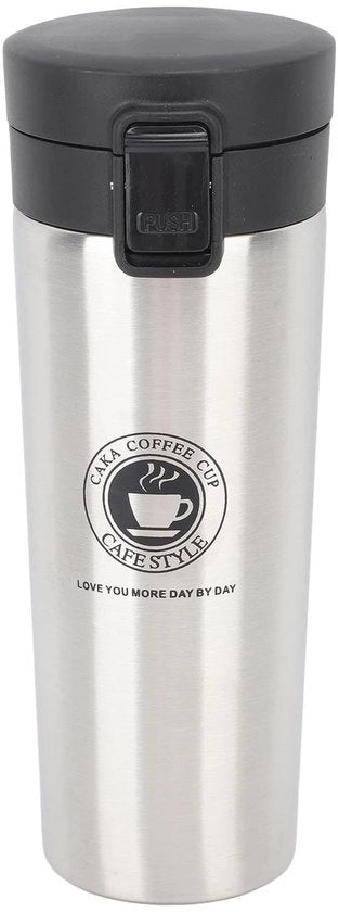 Tazza da caffè isolata 500ml con coperchio in acciaio inossidabile - tazza da viaggio con chiusura a bottone - per caffè/tè