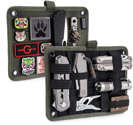 Pannello Organizzatore Tattico per Accessori Elettronici, Rastrello Antiscivolo per Borse da Viaggio, Pannello Organizzatore Elastico per Cavi, Adattatori e Altri Accessori, Verde