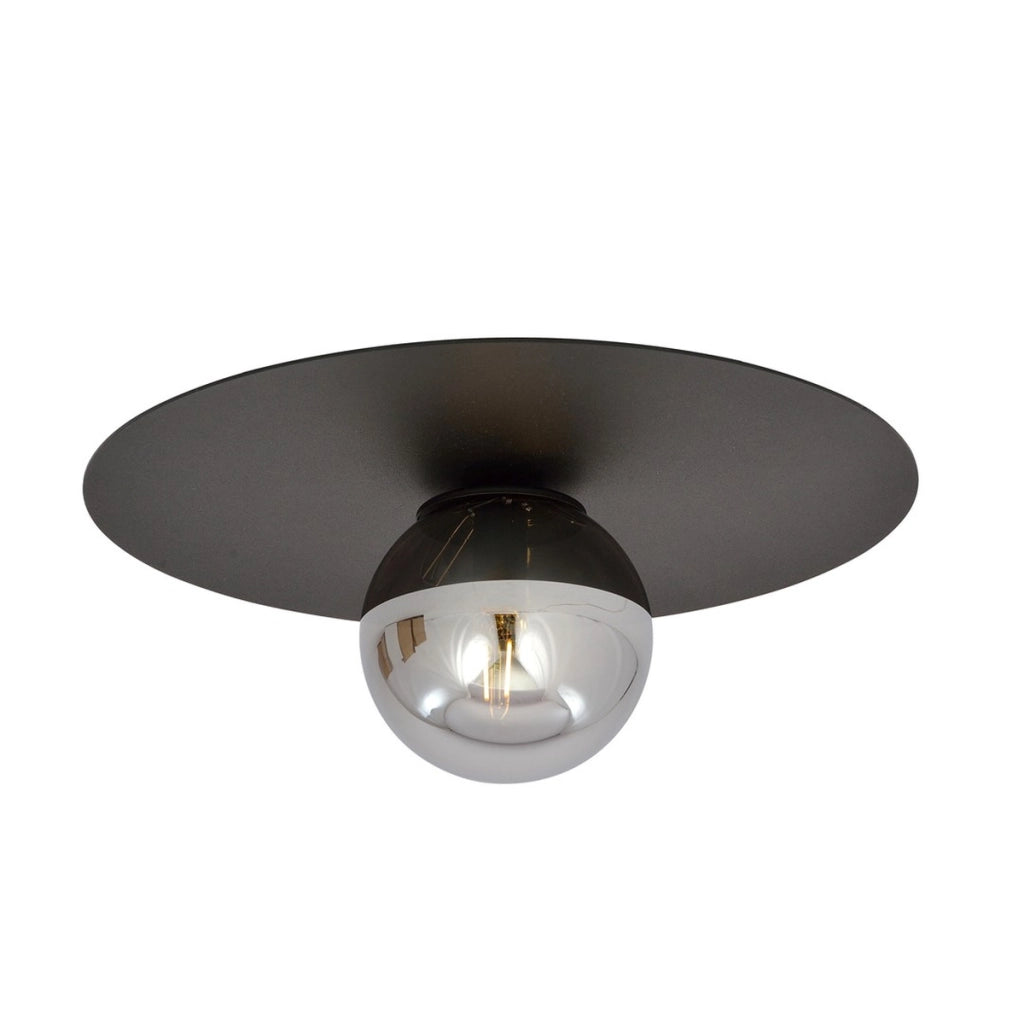 Lampada da soffitto SOLAR con struttura in metallo nero opaco e vetro grafite
