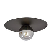 Lampada da soffitto SOLAR con struttura in metallo nero opaco e vetro grafite