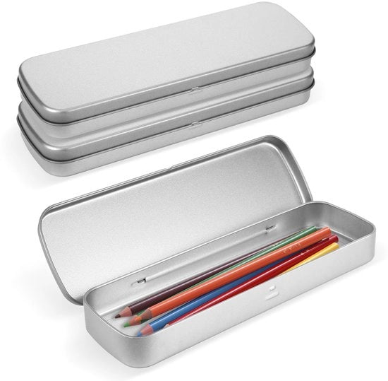 Set di 3 scatole, scatole metalliche con coperchio, scatole per pennelli, scatole per archiviazione, contenitori per pennelli, scatole per pennelli, scatole per pennelli per la scuola, per l'archiviazione di attrezzature da ufficio e gadget.
