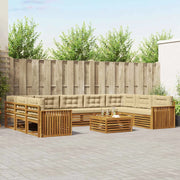 Set di divani da esterno con cuscino 10 pcs Naturale e Beige