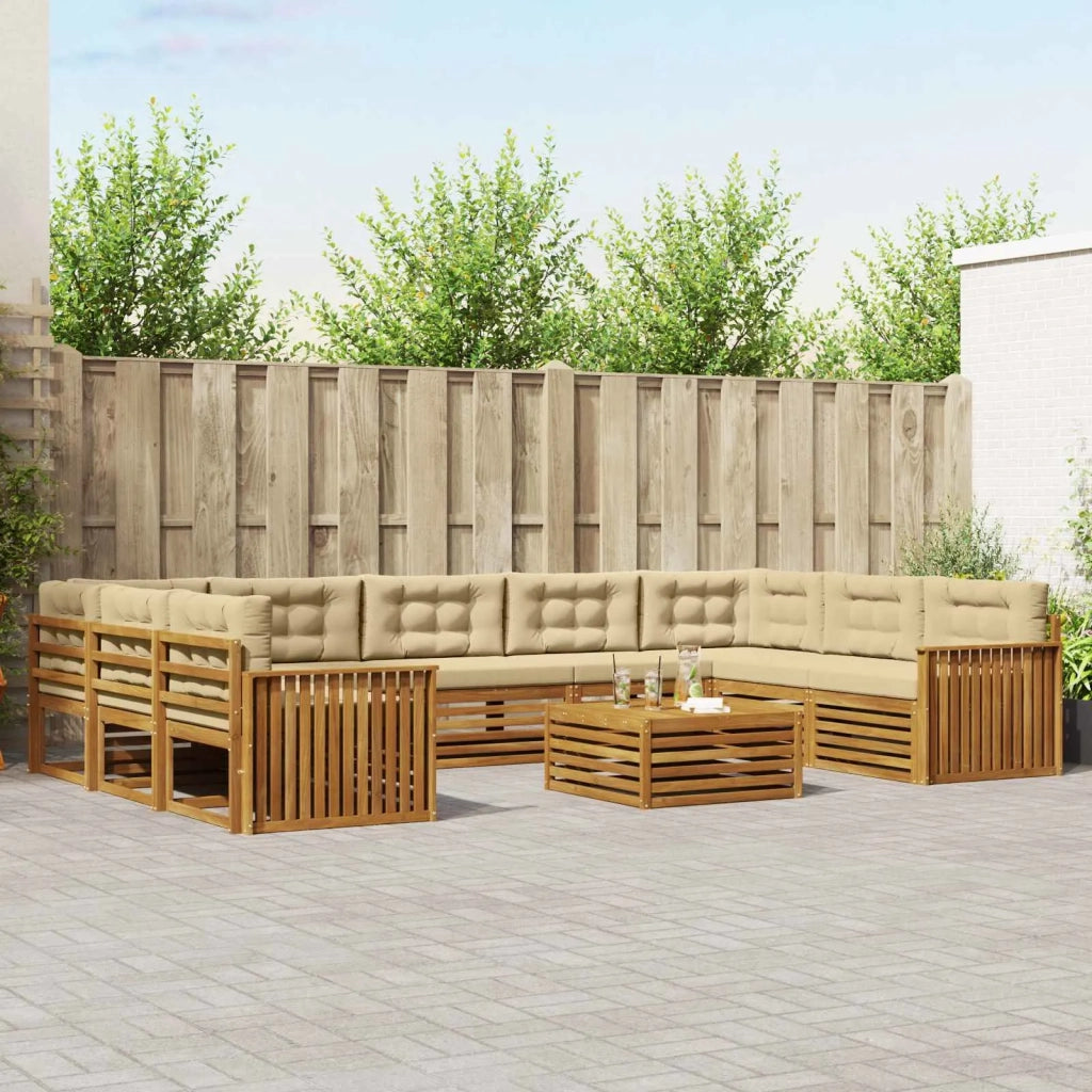 Set di divani da esterno con cuscino 10 pcs Naturale e Beige