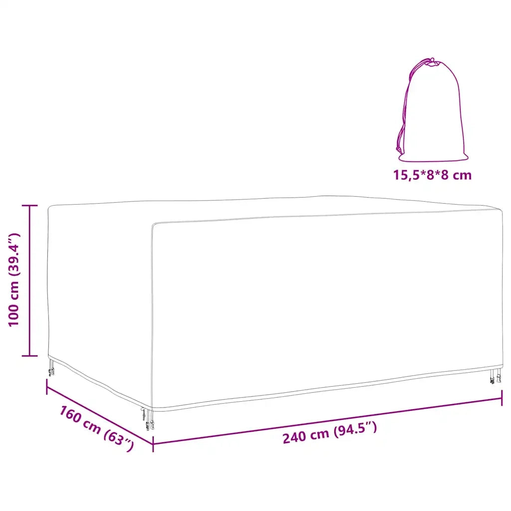 vidaXL Copertura per mobili da esterno Nero 240 x 160 x 100 cm 210D