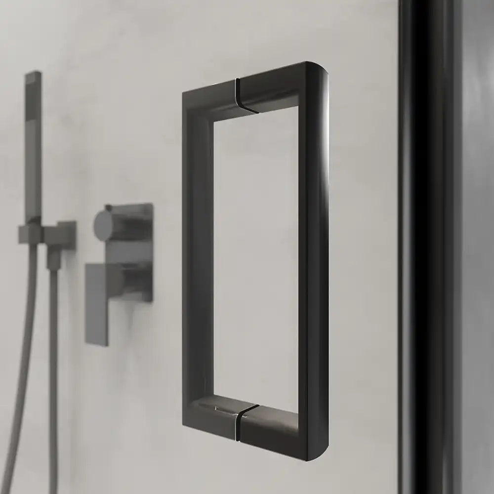 Porta doccia 90 cm profili nero opaco apertura a libro vetro trasparente | Capri
