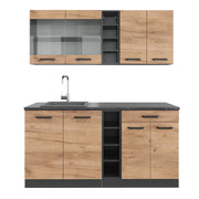Vicco Cucina completa Quercia dorata/antracite 160 cm , PL Antracite