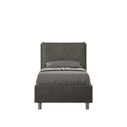 BS COM Letto singolo contenitore imbottito 90x200 microfibra grigio