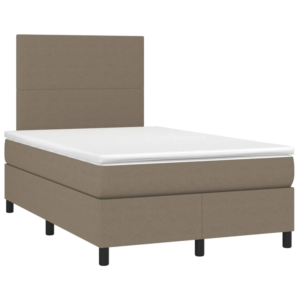Letto a Molle con Materasso e LED Tortora 120x200cm in Tessuto 3134705