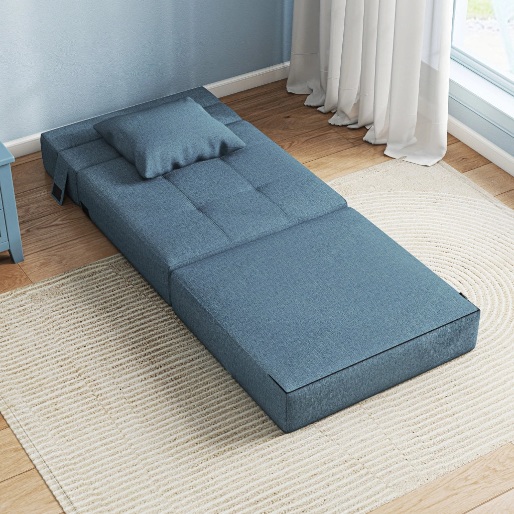Poltrona letto ¨C zephmum ¨C tessuto blu scuro con cuscino