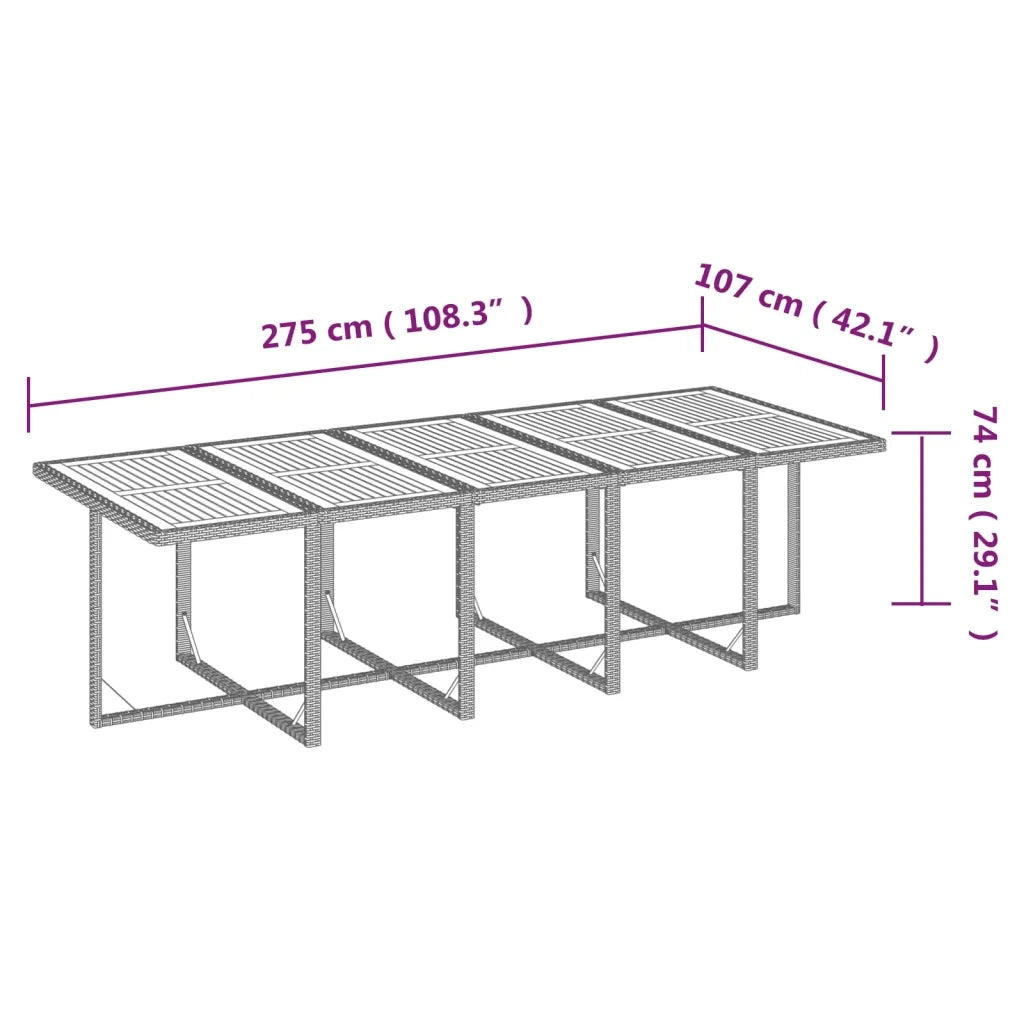 Set da Pranzo da Giardino 11 pz con Cuscini in Polyrattan Nero 3095599