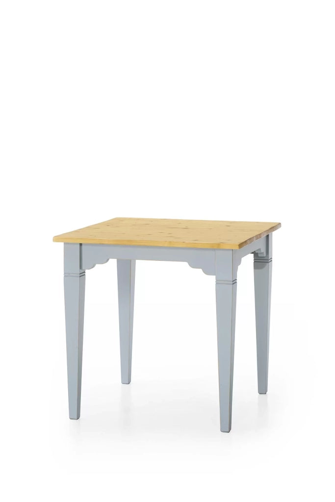 Tavolo+consolle in abete laccato azzurro consumato effetto shabby chic con piano tinta miele - Mobili 2G