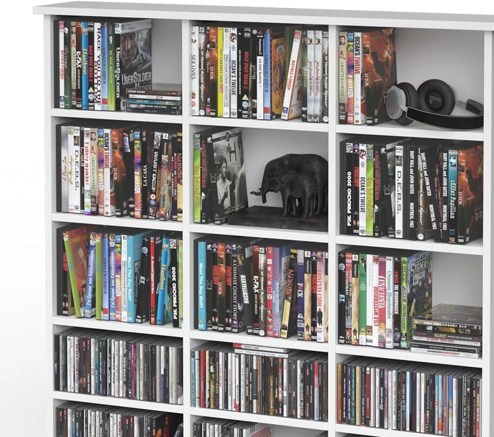 Scaffale porta cd Jukebox, Bianco, 105.4 x 136 cm