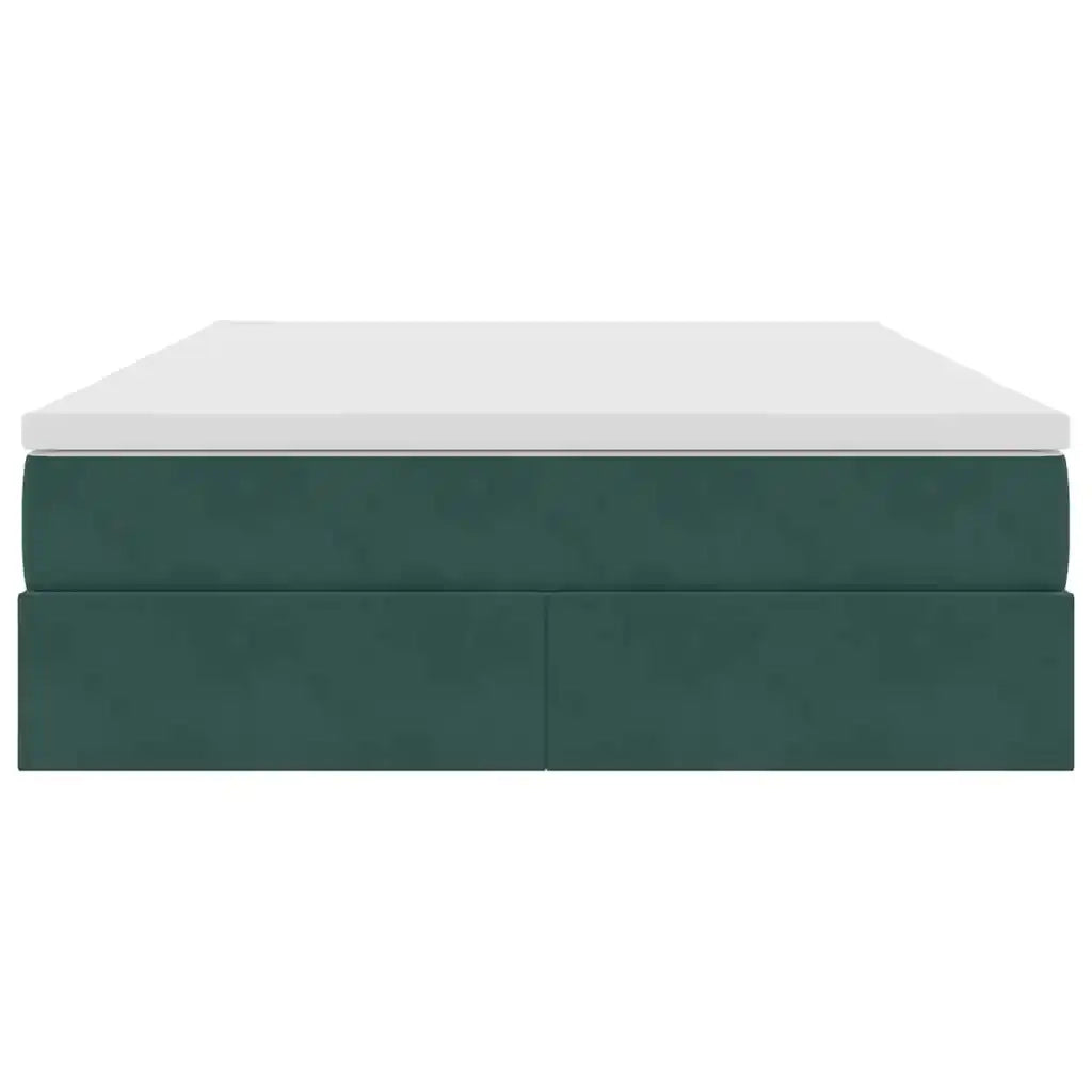 Letto con contenitore e materasso Verde Scuro 140 x 200 cm