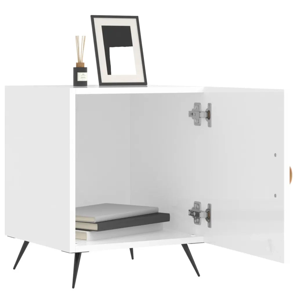 Comodini 2 pz Bianco Lucido 40x40x50 cm in Legno Multistratocod mxl 103224