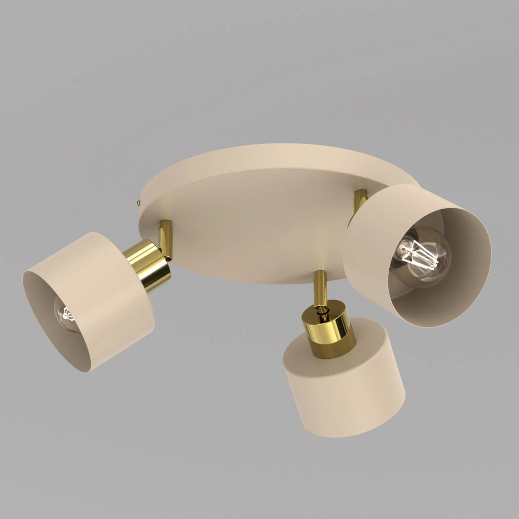 Plafoniera Parkla 3xE27 beige oro acciaio