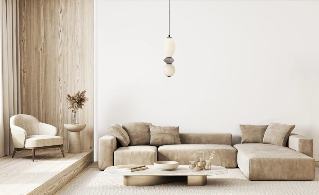 Lampada a sospensione Balos vetro/ceramica LED 12W nera Italux