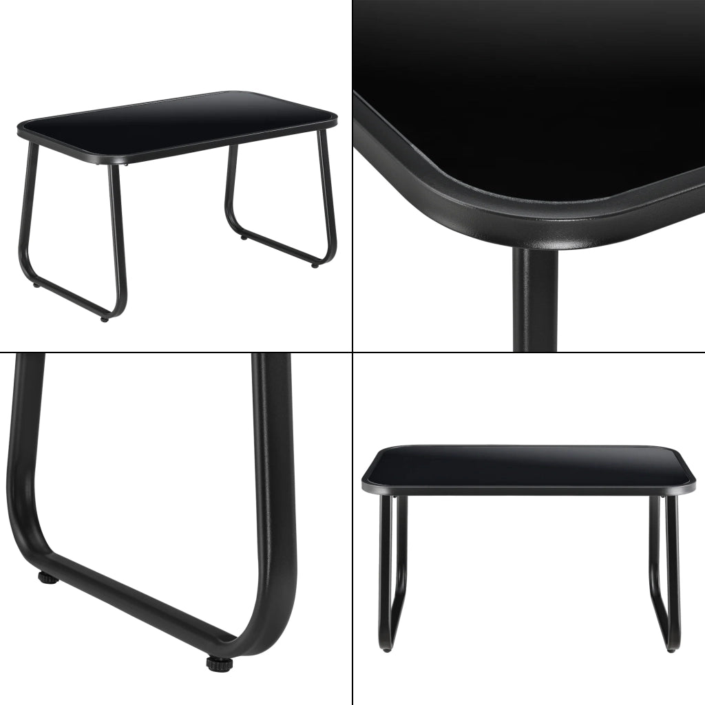 Set di mobili da giardino da 4 pezzi in acciaio rivestito in PVC nero e grigio chiaro 03_0008240