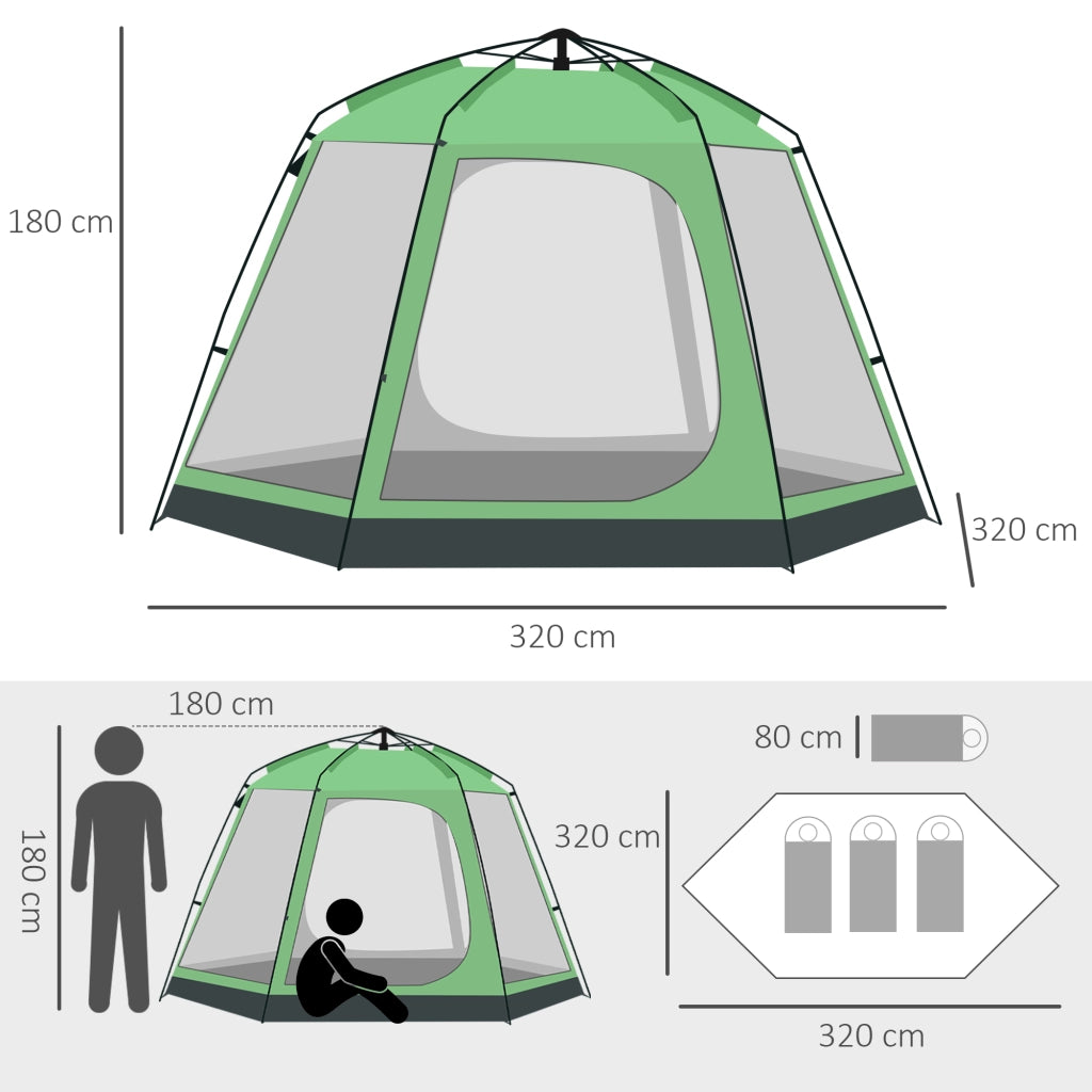 Tenda da campeggio 6 persone ¨C zephmum ¨C verde 320x320x180 cm