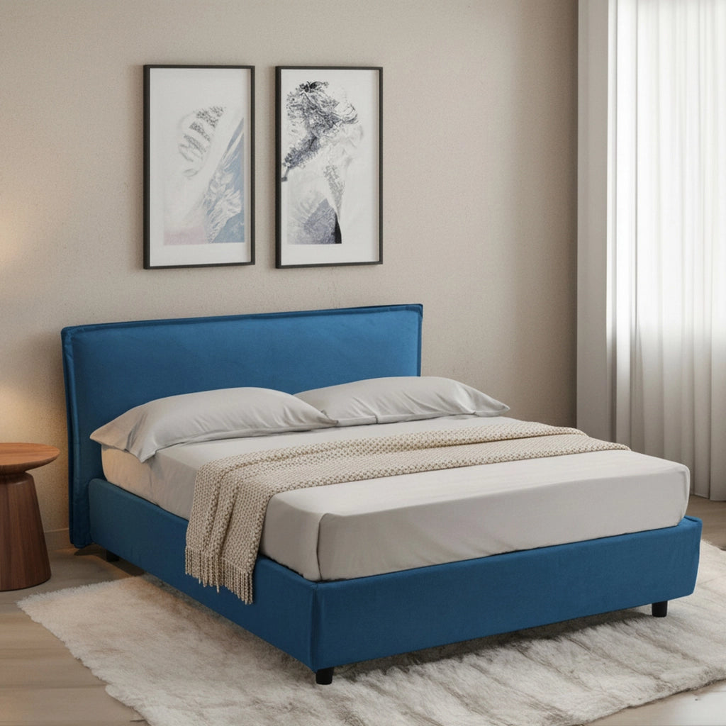 Broni, Letto Alla Francese Materasso Incluso Made in Italy, blu
