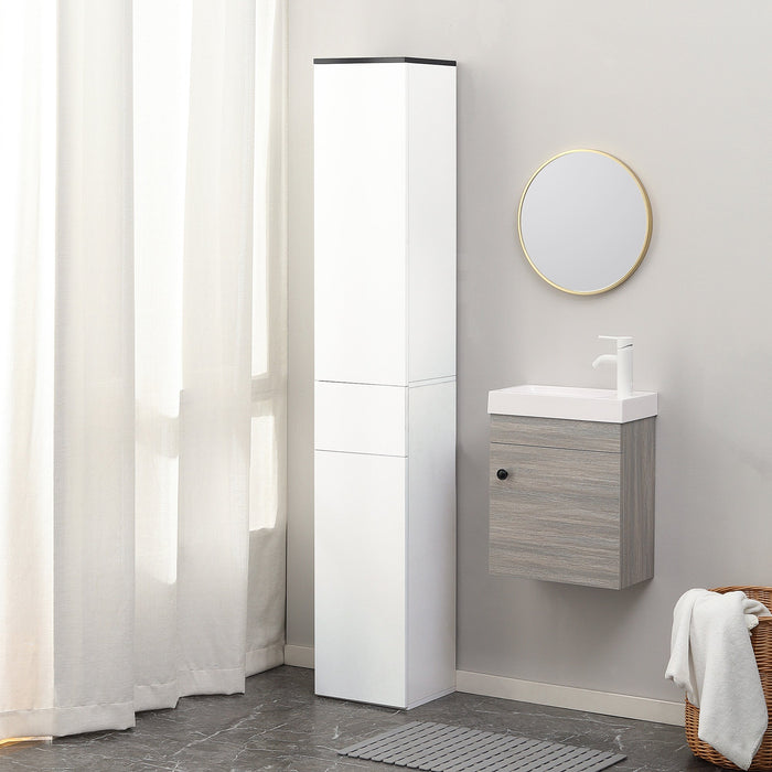 Mobile Bagno 2 Ante 1 Cassetto 30x28x180 cm in Legno Bianco