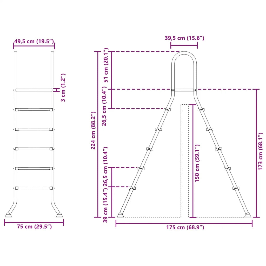 Scala per piscina fuori terra 224 x 175 cm 5-Gradino 42032424