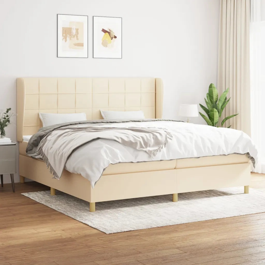 Giroletto a Molle con Materasso Crema 200x200 cm in Tessuto cod mxl 46584