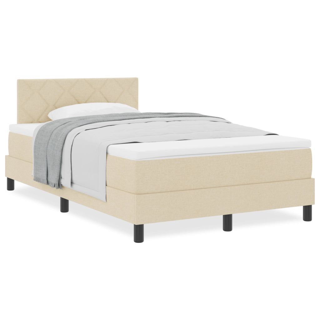 Letto Box Spring con Materasso Crema 120x190 cm Tessuto