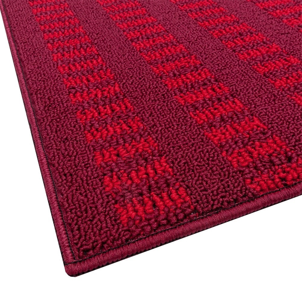 Tappeto Cucina Morbido 3D Assorbente Lavabile Antiscivolo Passatoia Bordata A Righe 57x135 Bordeaux