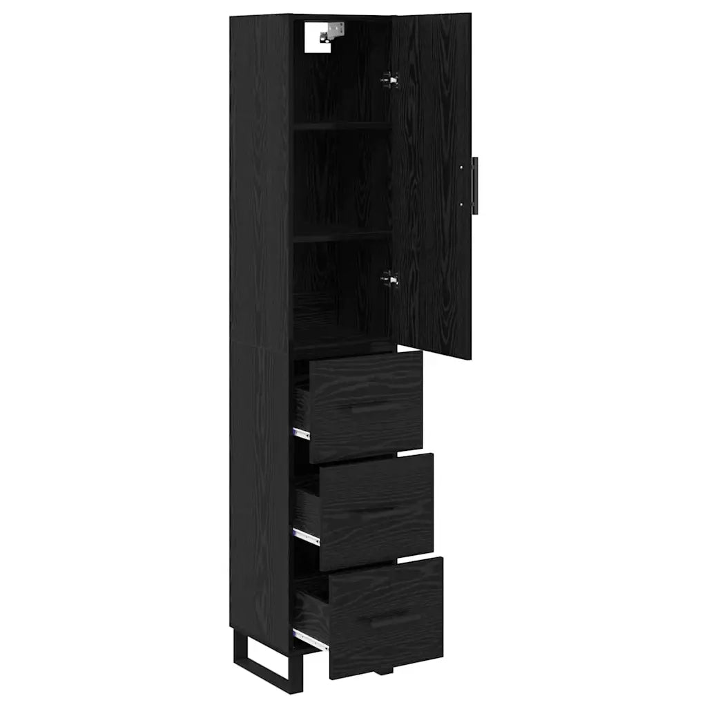 Credenza | Madia | Buffet da pranzo | Armadio da pranzo Rovere Nero 34,5 x 34 x 180 cm Legno multistrato