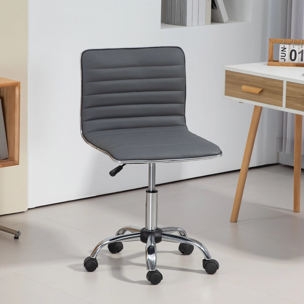 Sedia da ufficio girevole senza braccioli ¨C zephmum ¨C Grigio scuro imbottita PU