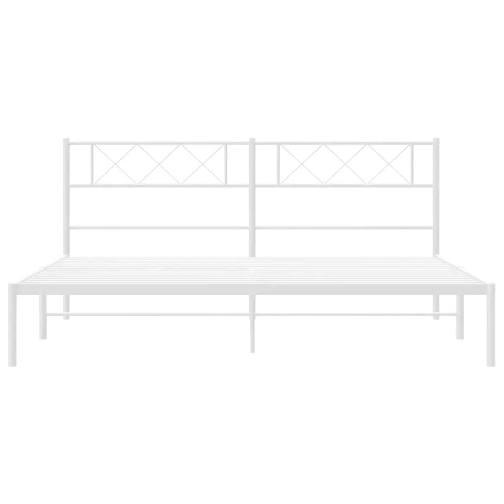 Letto matrimoniale | Letto per adulti | Giroletto con Testiera Metallo Bianco 193x203 cm
