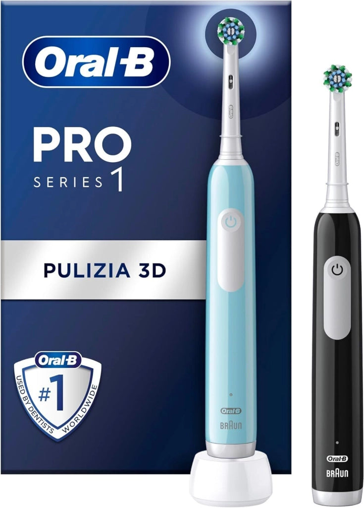 Oral-B Pro 1 PRO1CRSDUO spazzolino elettrico Adulto Spazzolino rotante-oscillante Nero, Turchese, Bianco