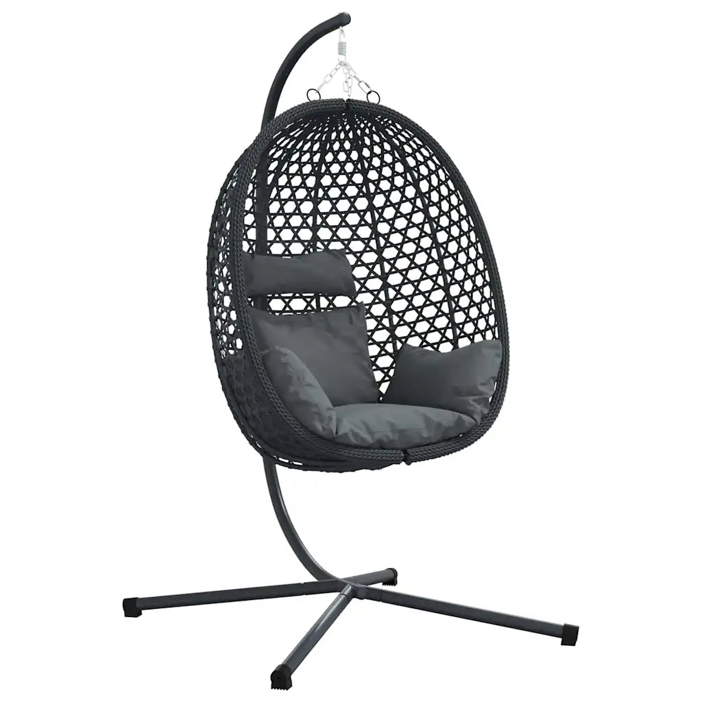Sedia uovo sospesa Antracite e nero 104 x 100 x 191 cm 42003851