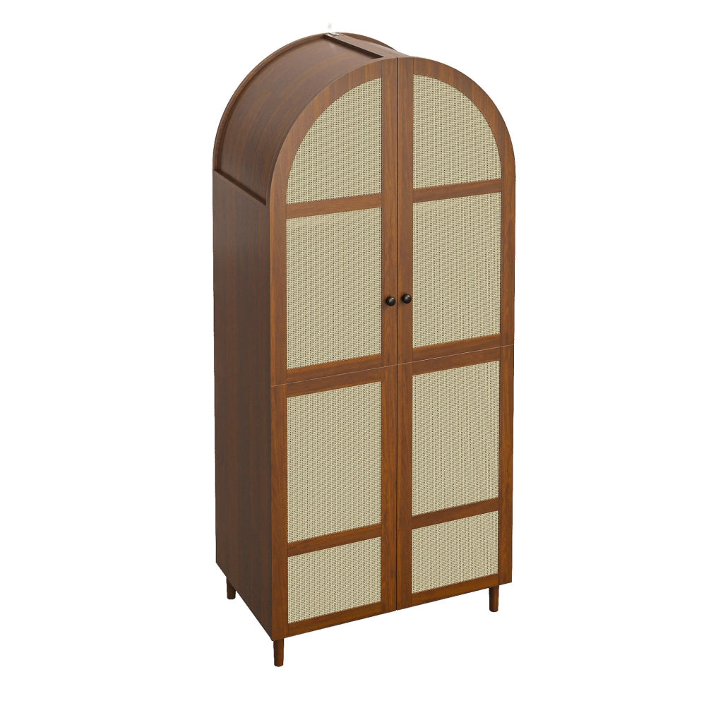 Armadio guardaroba 80x50x179 cm noce， ante arrotondate， con cassetto