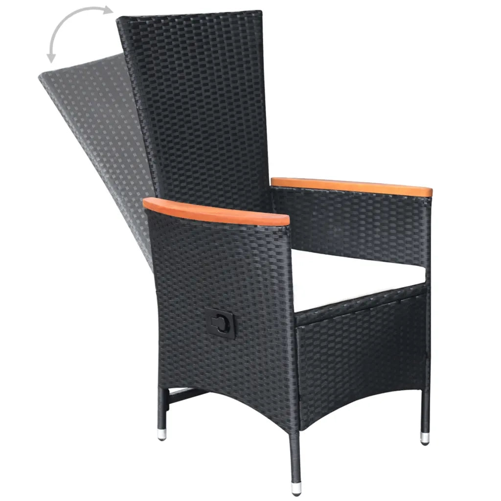 Sedie da Giardino Reclinabili 2 pz | Sedie da Esterno con Cuscini Polyrattan Nero