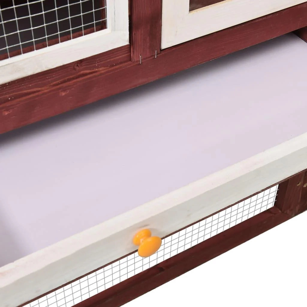 Conigliera 140 x 63 x 120 cm in legno massello di abete moka e bianco 02_0000612