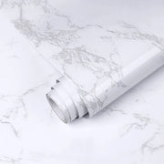 Tappezzeria Autoadesiva Bianco Marmo - Carta da Parete in Vinile 60x300cm - Facile da Applicare - Adatto per Cucina/Camera da Letto - Tessuto Naturale