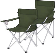 Set di 2 Sedie da Campeggio - Sedia Portatile - Sedia a Coda di Cavallo - Sedia Leggera - Sedia da Campeggio con Bracciali - Sedia da Pic-nic - Sedia da Campeggio Sostenibile - Verde - 84 x 52 x 81 cm (L x P x A)