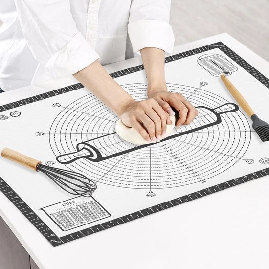 Mat di silicone per forno extra grande 80x60cm, mat di silicone antiscivolo con divisione metrica, mat per impasto, mat per forno, mat per impasto e fondant.