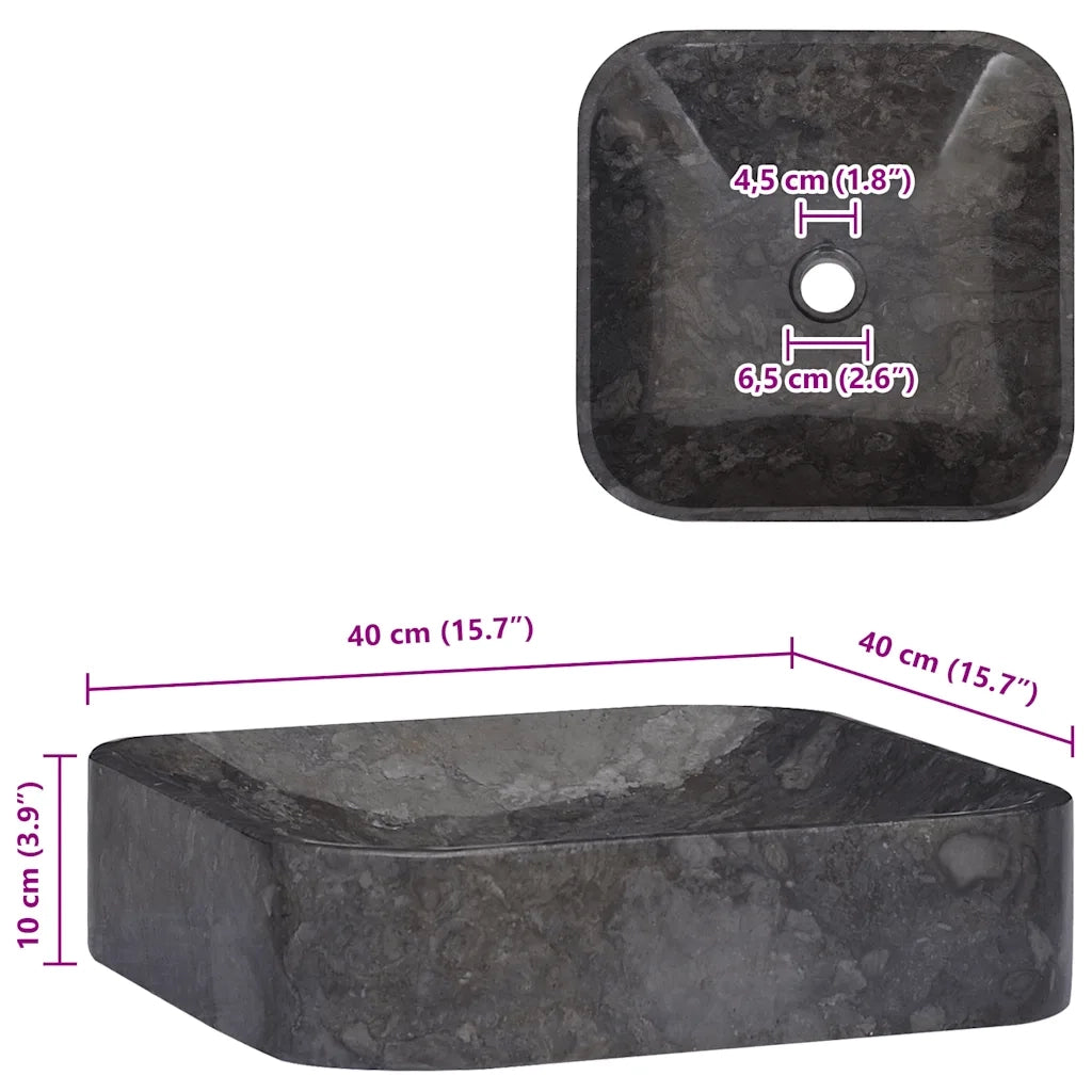 Lavandino Nero 40x40x10 cm in Marmo CFW3263533