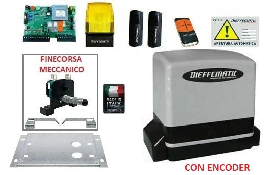 Kit Kv6 Con Encoder Motore Automazione Cancello Anta Scorrevole 230V 220V 600Kg