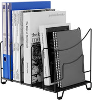 Organizzatore di scrivania A4 metallico per documenti e archiviazione, capiente per riviste e lettere, nero