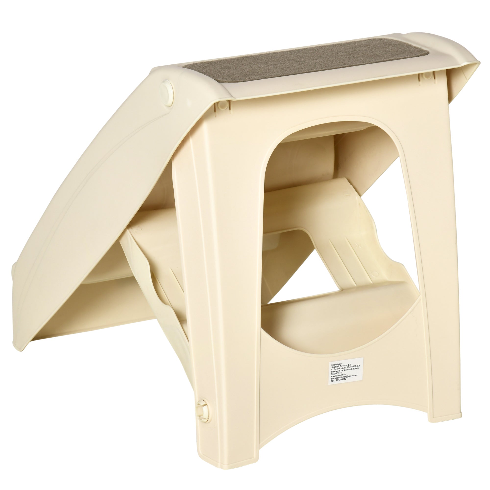 Scaletta per Cani e Gatti Pieghevole 4 Gradini Antiscivolo 62x38x49,5 cm in PP Beige