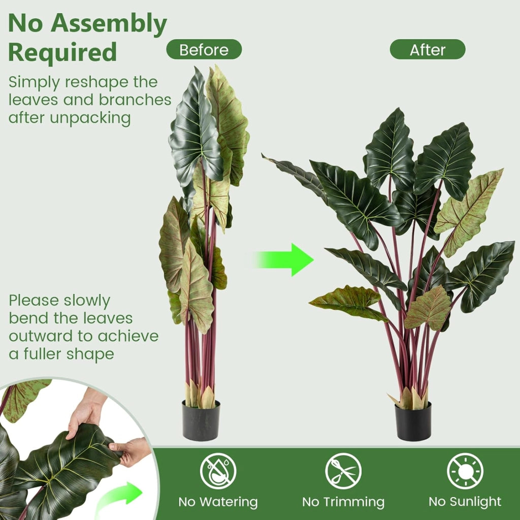 Pianta artificiale da 160 cm, albero artificiale decorativo con 11 foglie, ramo regolabile, pianta realistica in vaso da interni ed esterni, decorazione per casa, ufficio, giardino