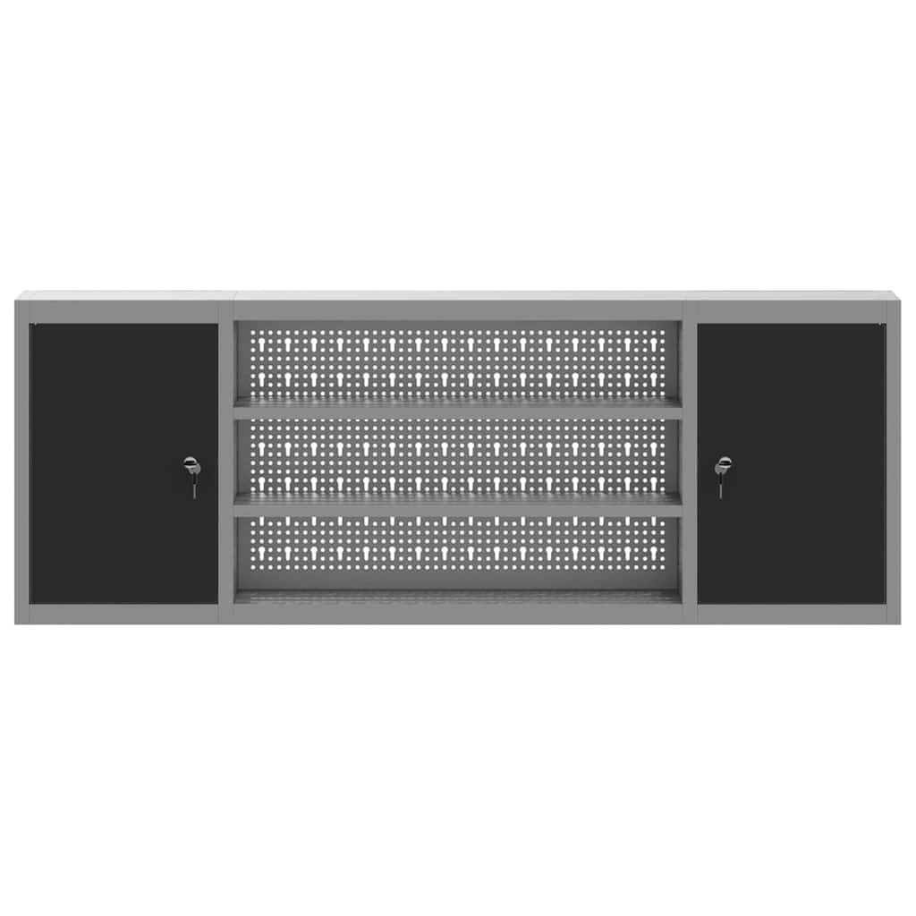 Moderno mobiletto portautensili in stile industriale per uso in officina 50 x 20 x 55 cm acciaio nero 02_0058032