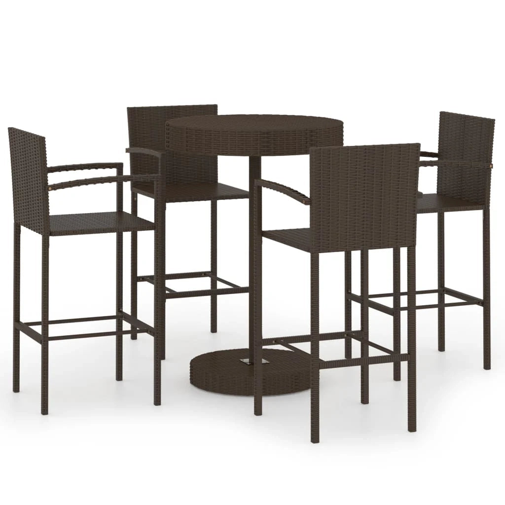 Set da bar da giardino in resina intrecciata marrone da 5 pezzi 02_0013420