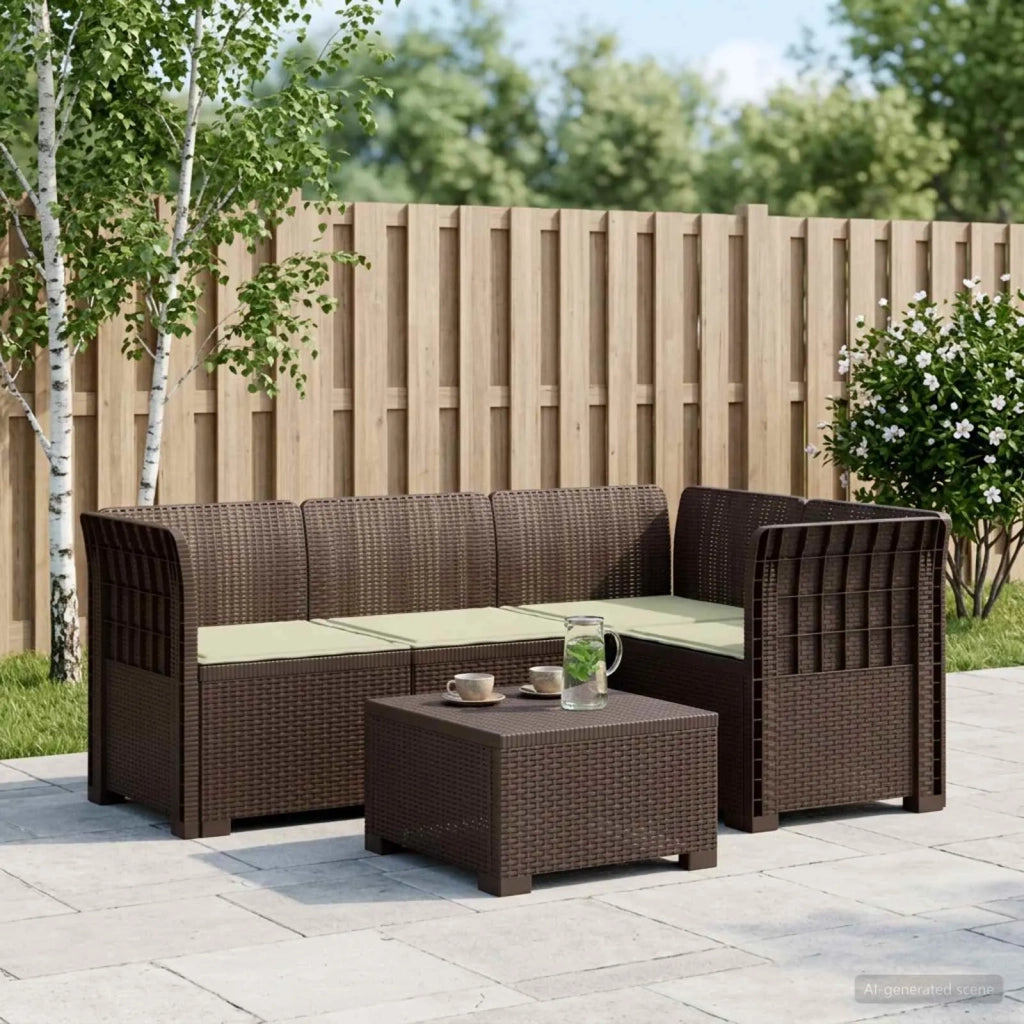 Divano da Giardino 4 Posti con Cuscini Aspetto Rattan PP 3443966