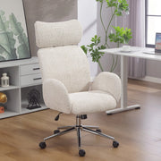 Sedia da ufficio ergonomica con poggiatesta regolabile funzione oscillante e rivestimento in poliestere grigio chiaro