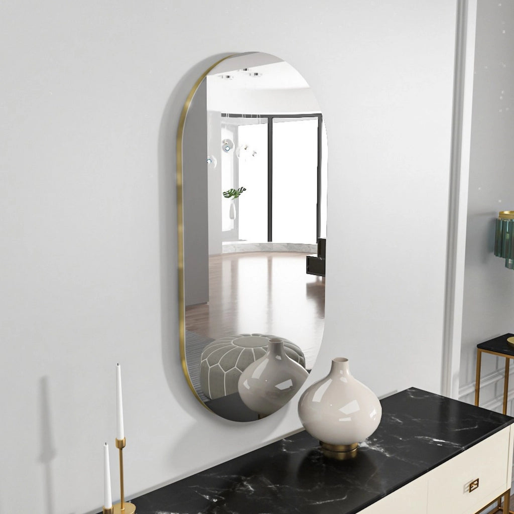 Teco, Specchio Forma Ovale, 45x85h cm oro